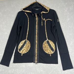 Sonia Bogner Sweatshirt Jacket Hooded Women’s M/L Black Stretch Full Zip Pockets